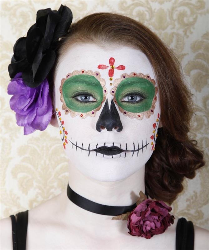 mexikansk skelett enkel vit calavera makeup mexikansk fest