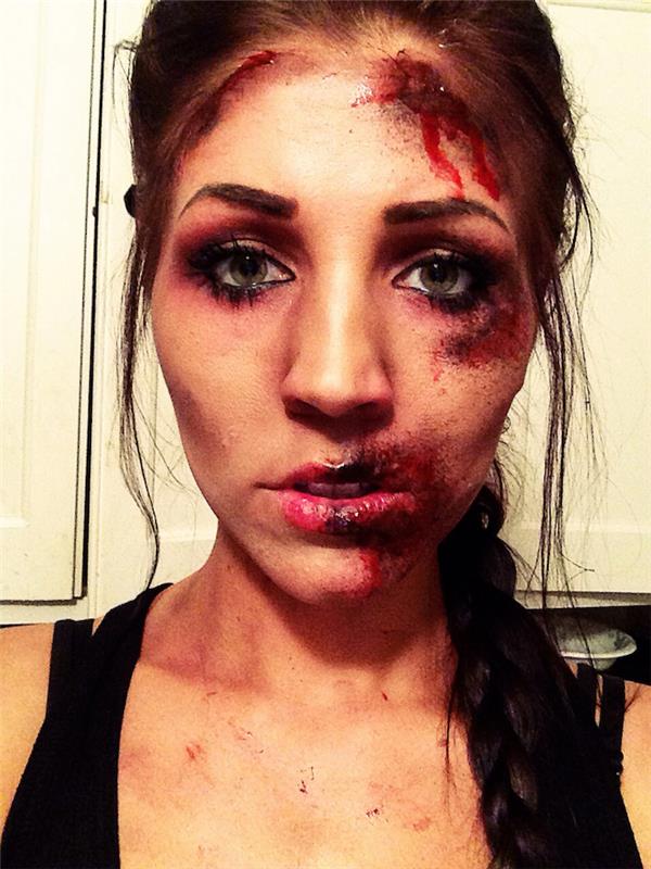 zombie kostym kvinna blod smink
