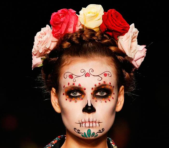 dia de los muertos makeup mexikansk skalle kostym