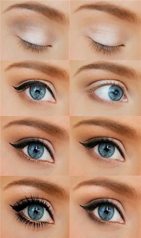 modrý-mandľový-očný make-up-ako-dosiahnuť-dobrého-modrého-očného make-upu
