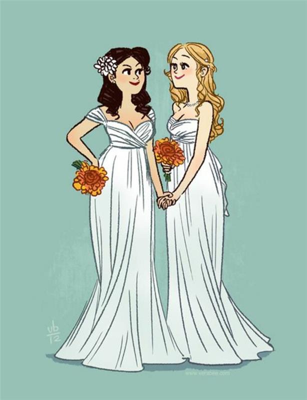 Kärlek illustration äktenskap ritning idé för en bröllop kvinna vit bröllopsklänning snodd ritning söt