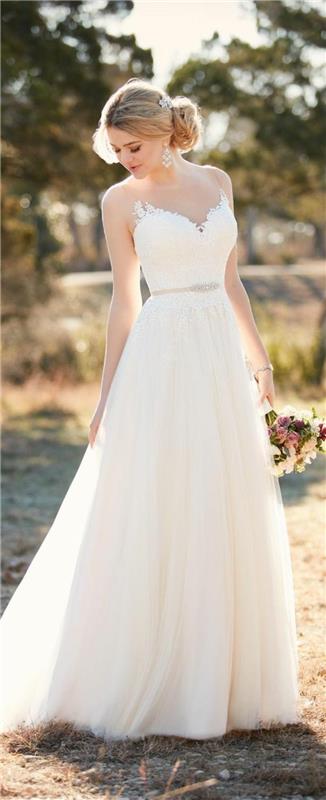 bröllop-bröllopsklänning-lång-vit-idé-lång-ärmlös-klänning