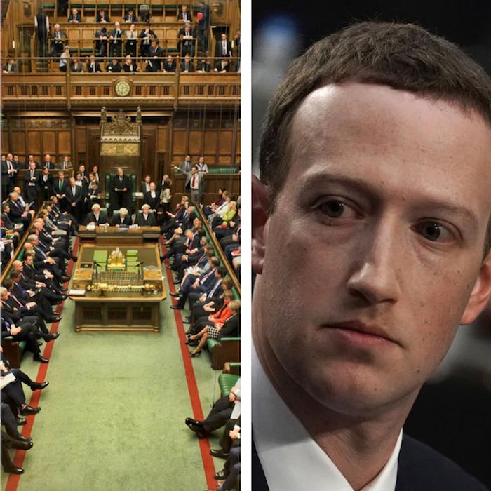 Brittiskt parlamentshus av allmänna foto efter anti -fake news -kommittérapport som kvalificerar Facebook som digitala gangsters