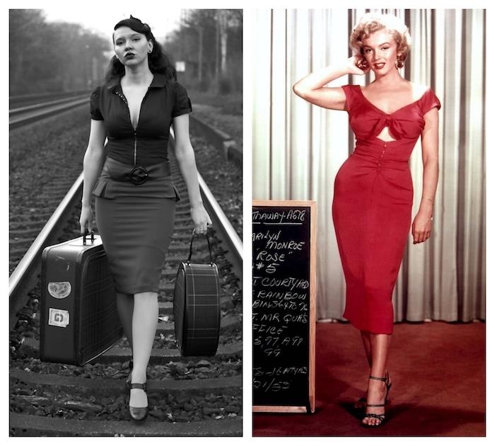 مارلين وامرأة أخرى تحب أسلوب الخمسينيات ، أزياء الخمسينيات ، فستان الخمسينيات ، أزياء الخمسينيات