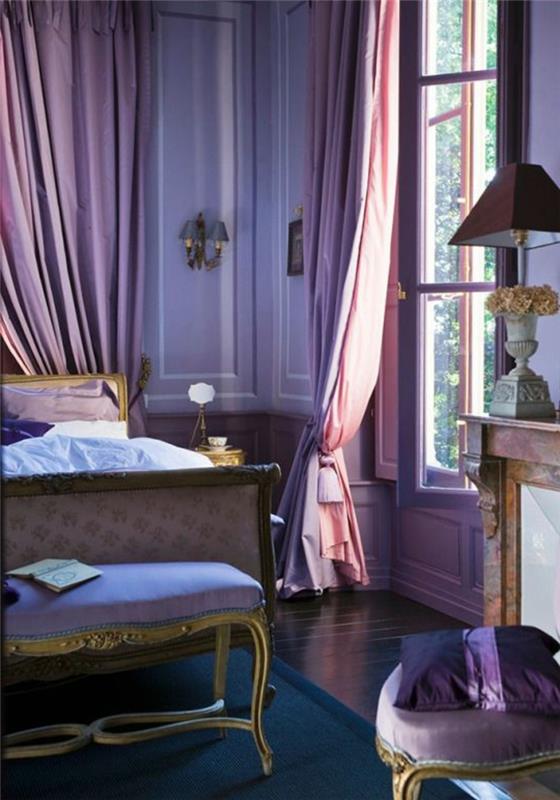 fialová-farebná-spálňa-vo-purpurovom-interiérovom-dizajnovom-fialovom prevedení