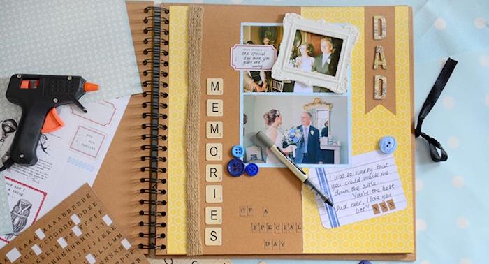 Bröllopsböcker, sididé för DIY fotoalbum, hur man gör en scrapbookingbok