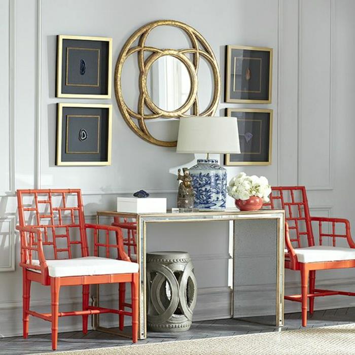 möbel-bord-elegant-dekorativ-spegel-vit-dekorativ-lamp-stol-röd