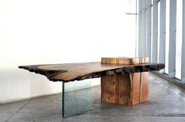 nábytok-surový-drevo-konferenčný stolík-John-Houshmand-sklo