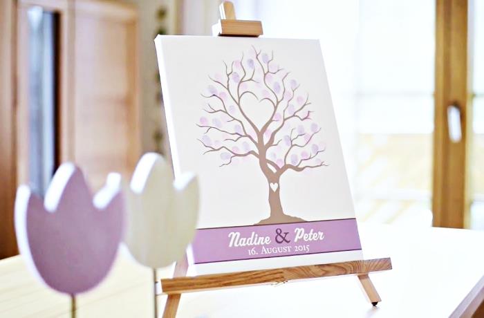 نموذج رقمي لشجرة مع بصمة لتزيين منزل العروسين ، نشاط إبداعي وممتع لضيوف حفل الزفاف