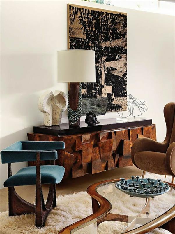 accent-möbler-linne-golv-vit-matta-dekorativ-lampa-väggmålning-stol
