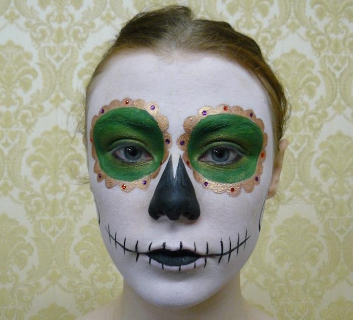 Makeup skelett man calavera mexikansk skalle mexico