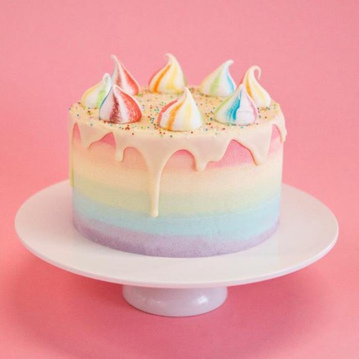 farebná dekorácia narodeninovej torty dúhy