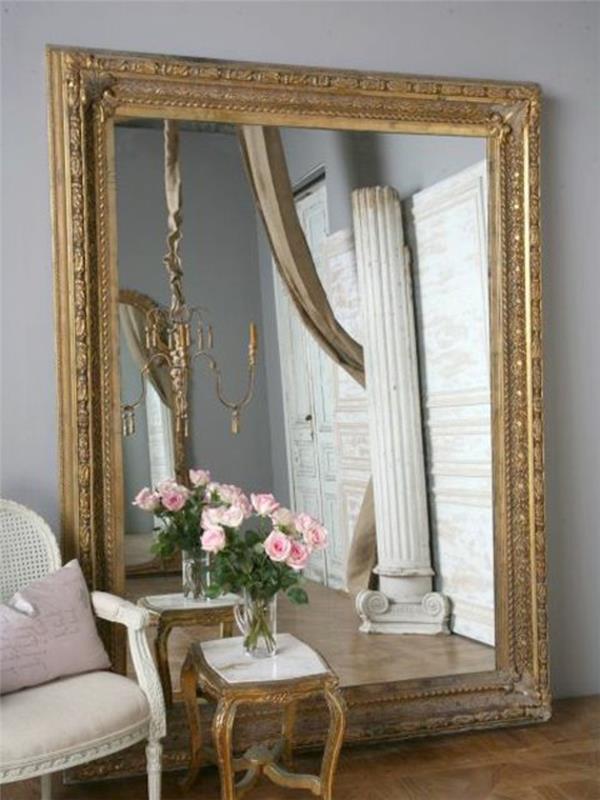 storformat-spegel-bord-blomma-ros-trä