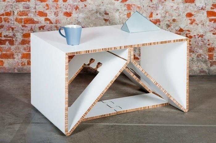 Idea per dei mobili fai da te di cartone, tavolino basso di colore bianco