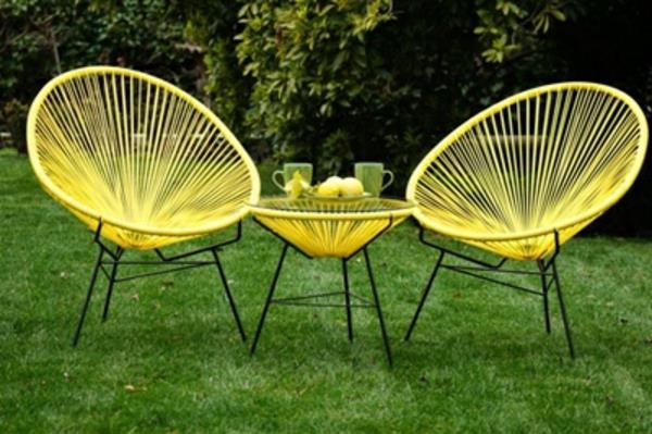 žltá-záhradný-nábytok-kovová-stolička