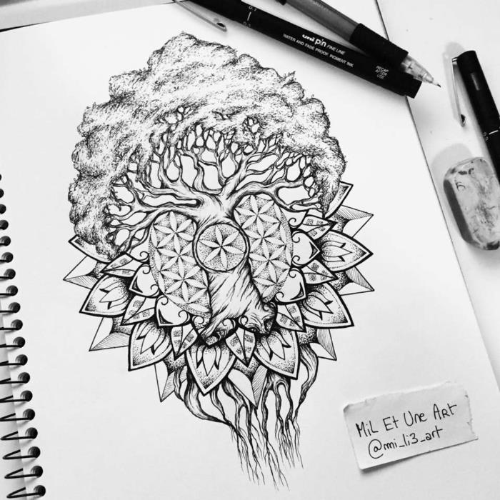شجرة لرسم شجرة جميلة سهلة لرسم شجرة الحياة رسم الفكرة الأصلية
