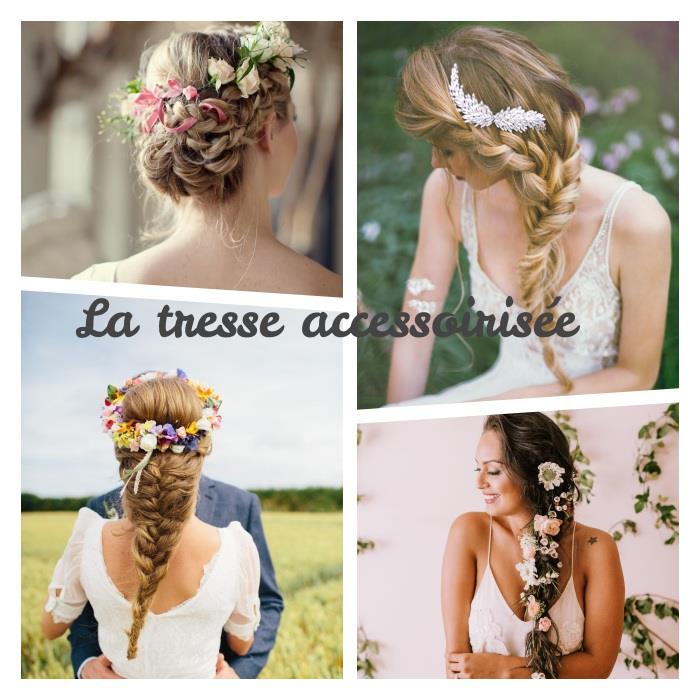 hur man gör en accessorized fläta av liten juvel, blomkrona eller små blommor blandade i håret