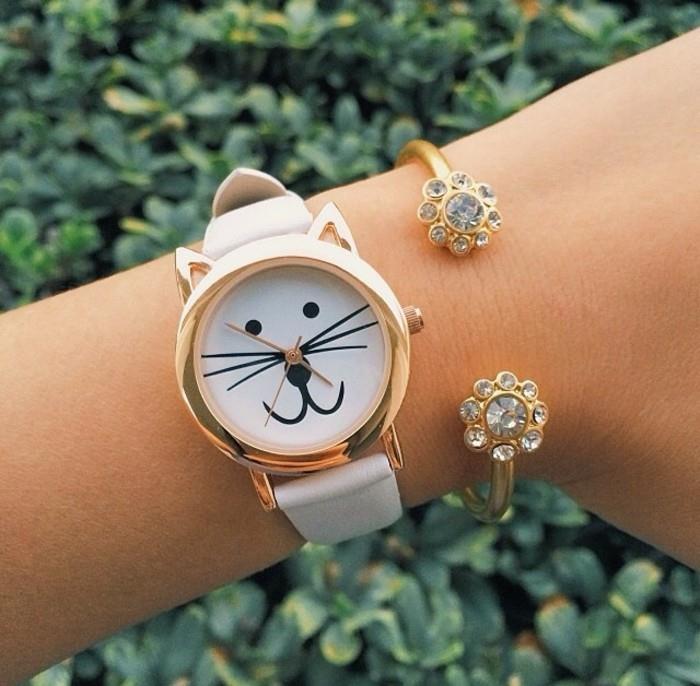 hodinky-ruža-zlato-muž-cool-štýlové-moderné-hodinky-roztomilá-mačka