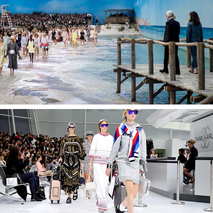Karl Lagerfeld a jeho mimoriadne prehliadky na letisku a na pláži, ktorá bola znovu vytvorená pre Chanel, sú mŕtvi