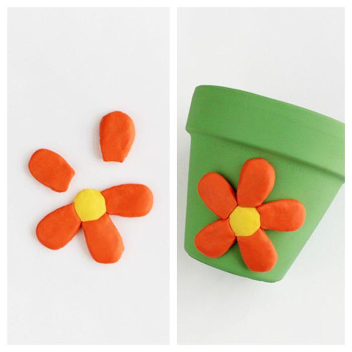 kvetinový vzor vyrobený vo fimo DIY kvetináč pre dospelých v primárnej dekorácii jar easy deco
