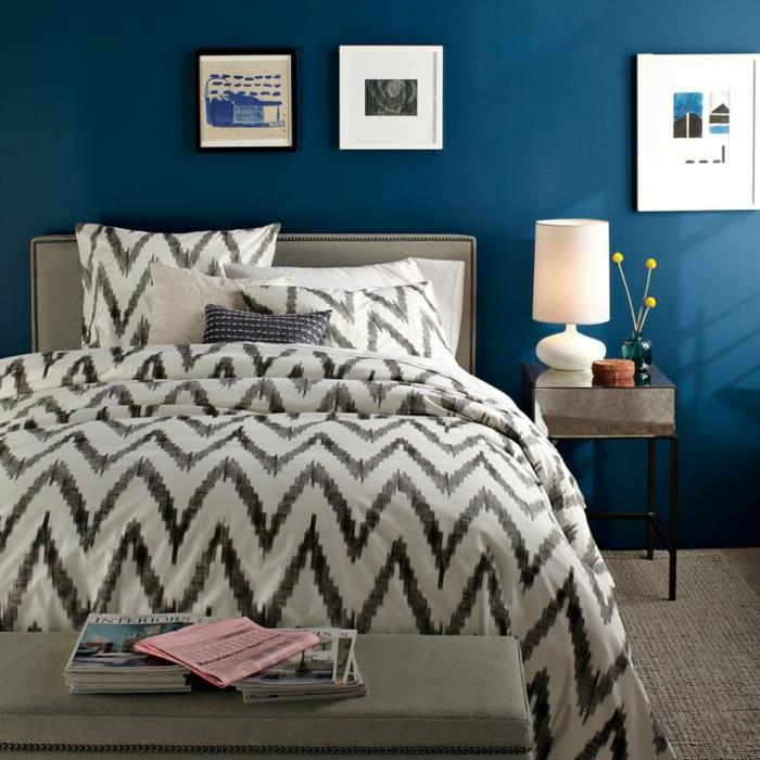 kačka-modrá-stena-farba-kačica-modrá-páv-modrá-moderná-posteľná prikrývka