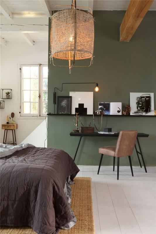 khaki nástenná domáca kancelária ako nastaviť roh práce z domova vo vašej izbe zelená farba