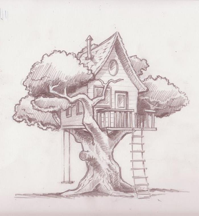 شجرة لطيف لرسم شجرة سهلة الرسم فكرة شجرة منزل الظلال مرسومة بشكل جيد