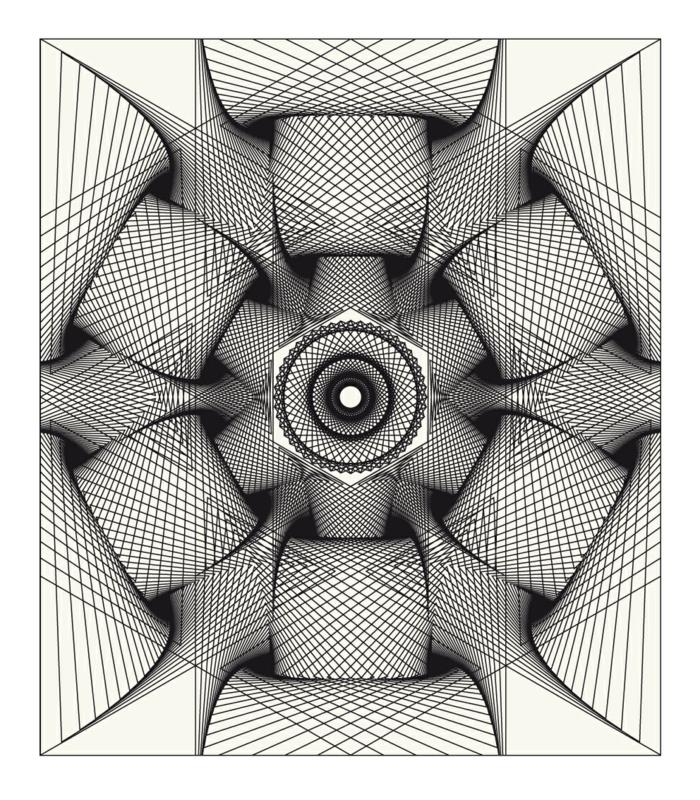 Optisk illusionsteckning med geometriska former linjer