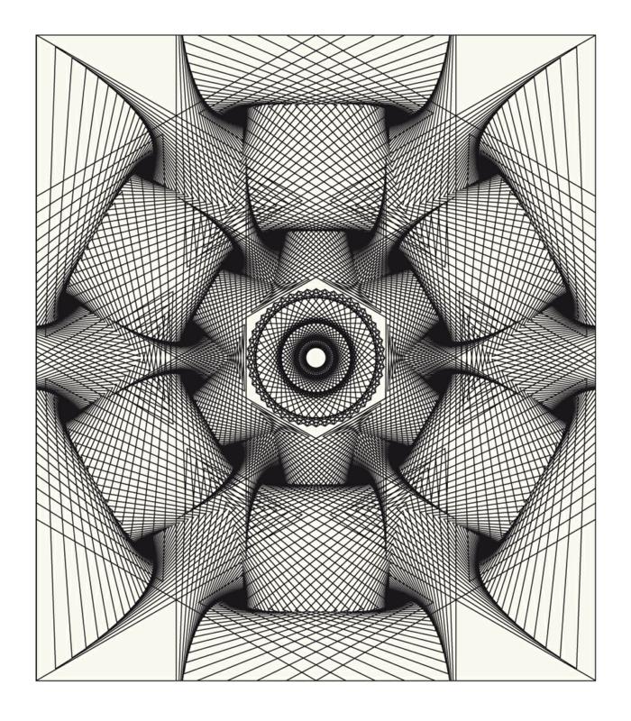 Optisk illusionsteckning med geometriska former linjer