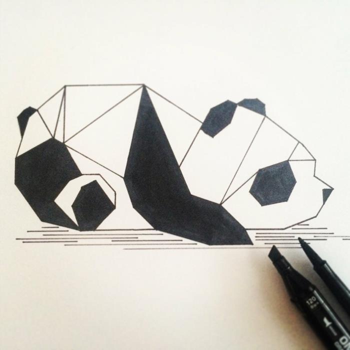 Enkel ritning geometrisk bild för att återskapa cool panda idé