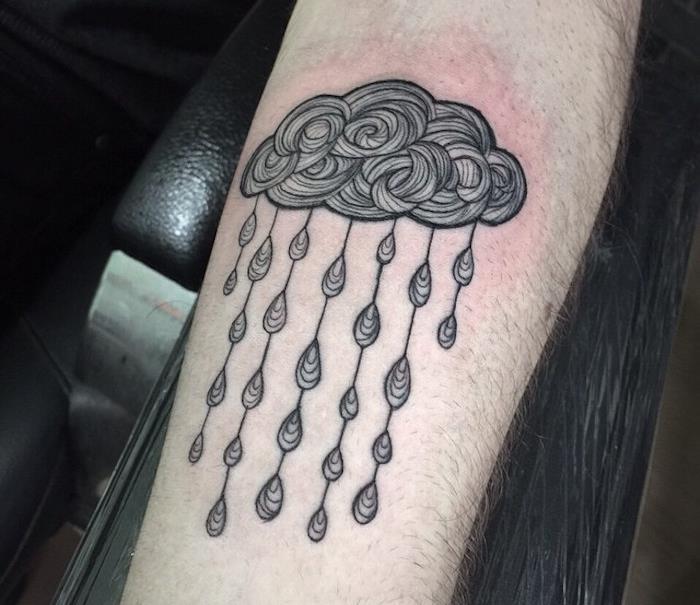 Cloud tetovanie nápady predlaktia muž tetovanie dážď abstraktné