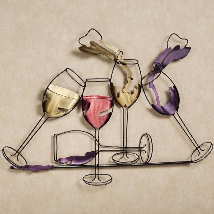 vacker järn skapelse att hänga på väggen design av champagne och vinflaskor med smidesglas