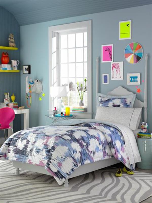 original-idé-för-tonåring-flicka-rum-zebra-matta-färgglada-överkast