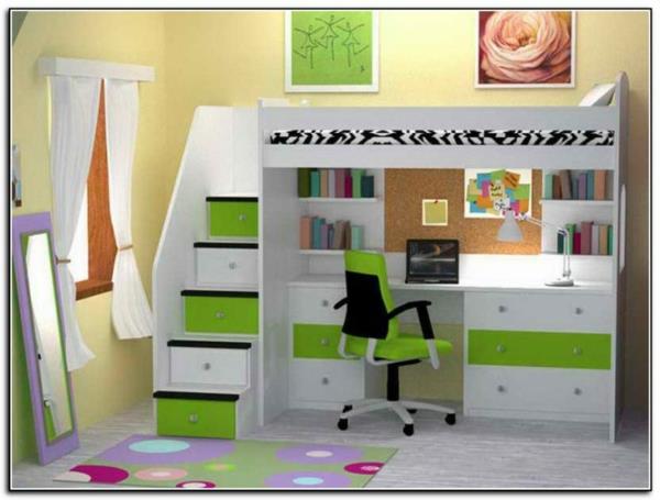 orientálny dizajn pre mezanínovú posteľ a stôl-en-vert