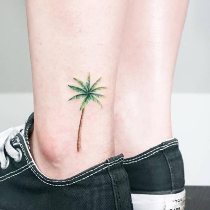 Katalóg tetovania, tetovanie con palma. tatuaggio sulla caviglia