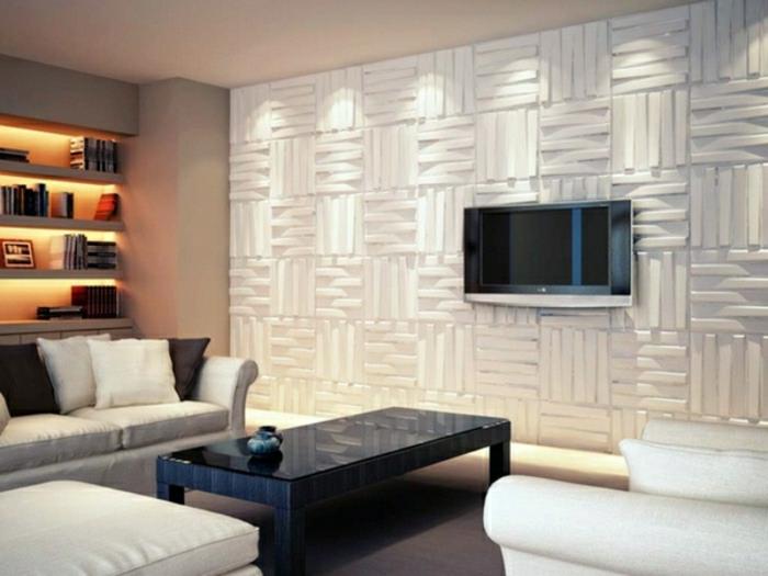 3D stenový panel v modernej obývačke