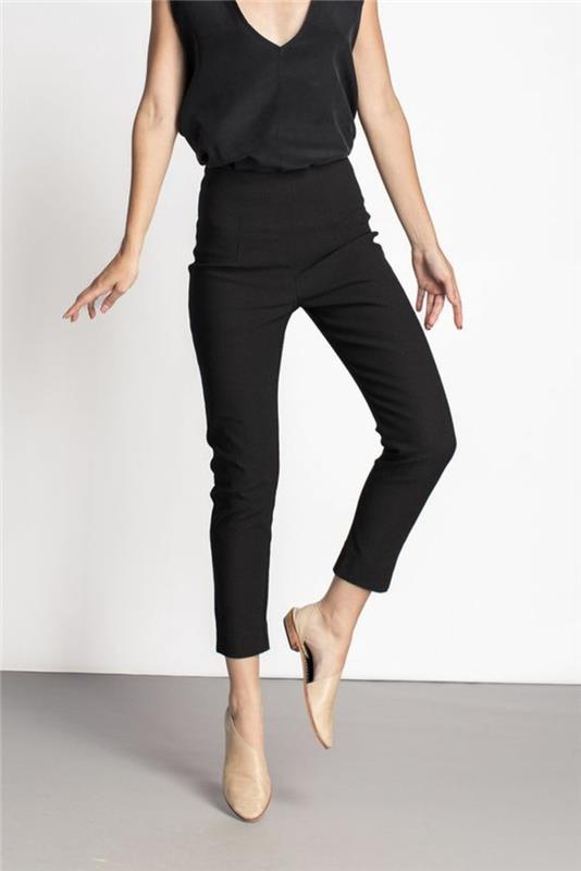 svarta-byxor-elegant-kvinna-billiga-kläder-elegant-svarta-byxor-beige-skor