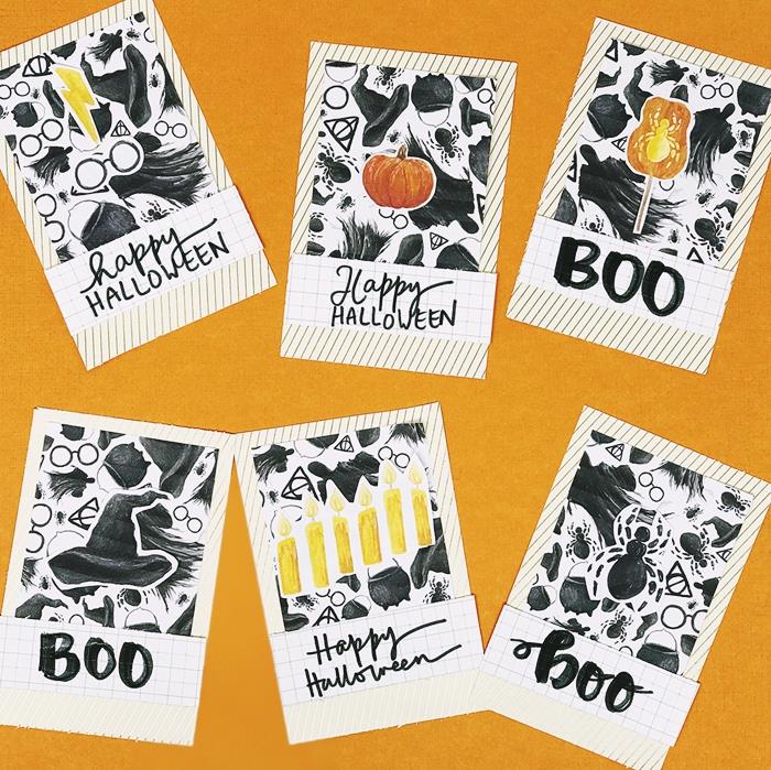 kartong papper orange pumpa mönster diy kort glad halloween diy höst mönster hemgjorda kort dowser