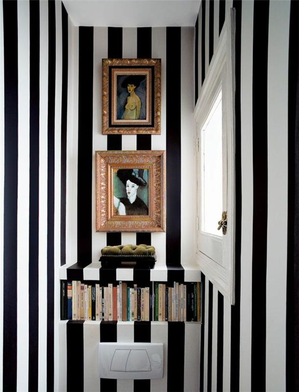 tapet-design-för-vardagsrum-vägg-klistermärke-vit-och-svart-randig