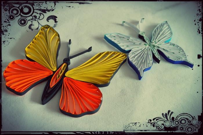 farebné papierové motýle, originálne skladanie papiera a umenie na domácu tvorbu