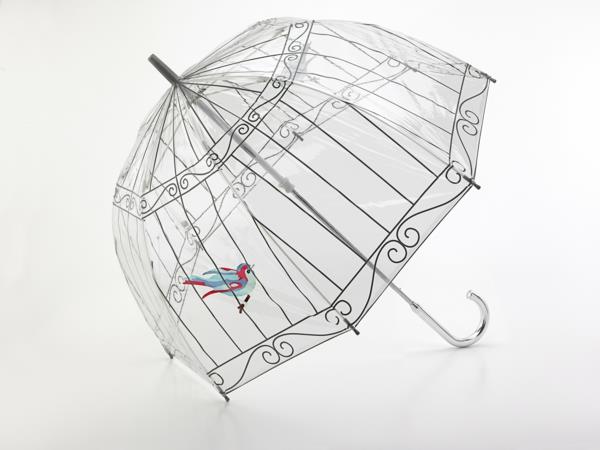 transparentný dáždnik-vták a klietka