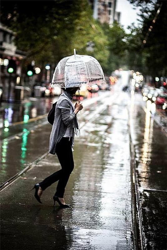 transparentný dáždnik každodenného štýlu