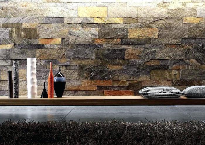 model obkladového panelu z kameňa a medi a zlata pre vnútornú výzdobu imitácia kamennej steny