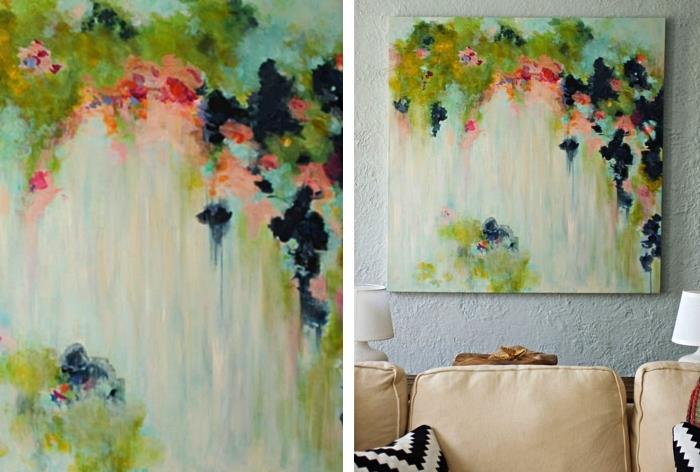 modern abstrakt design akrylmålning som hänger ovanför soffan, dekorativ konstbild att göra själv