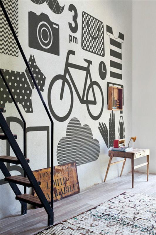 perleťovo sivá obývacia stena vysoká so vzormi psí bicykel fotoaparát oblak fúzy