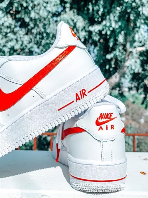 röd färg för läder nike air force 1 enkelt anpassa skor diy dekor