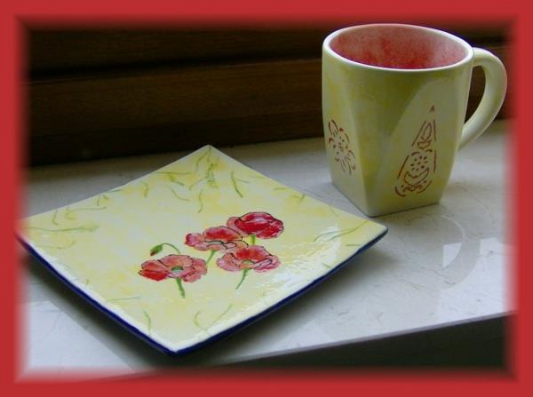 سيراميك-رسم-إبداعي-مرح-ادوات مائدة-زهور
