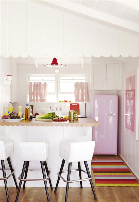Najkrajšia kuchyňa na svete rustikálny práškový ružový dekor biela a ružová spálňa ružová chladnička kuchyňa