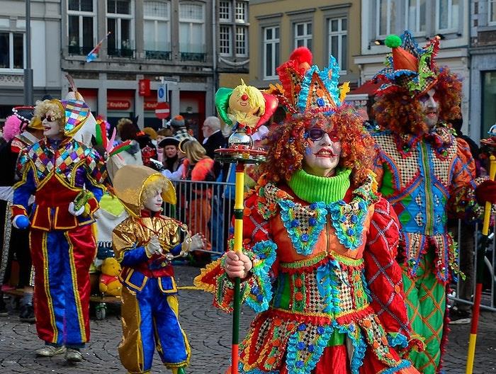 Jester kostym frankrike karneval, kungens dåre karneval förklädnad, idé om karneval kostym