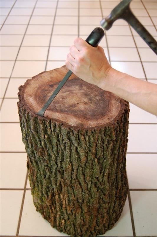 كيفية إزالة اللحاء من جذوع الأشجار الخشبية وصنع الأثاث
